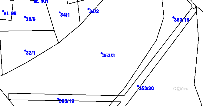 Parcela st. 353/3 v KÚ Sebečice, Katastrální mapa