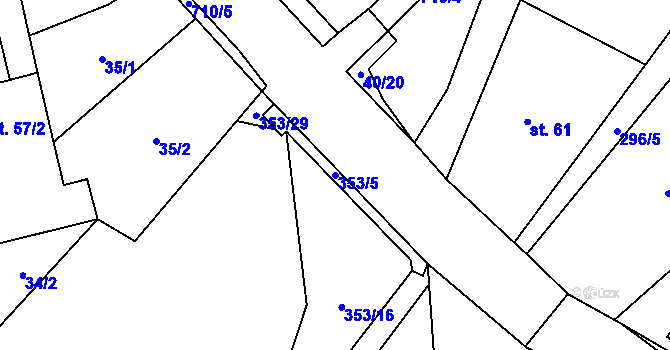 Parcela st. 353/5 v KÚ Sebečice, Katastrální mapa