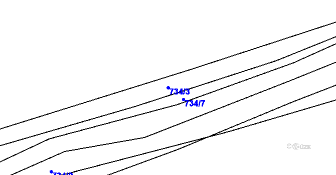 Parcela st. 734/3 v KÚ Sebečice, Katastrální mapa