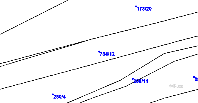 Parcela st. 734/12 v KÚ Sebečice, Katastrální mapa