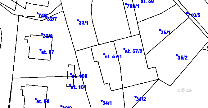Parcela st. 57/1 v KÚ Sebečice, Katastrální mapa