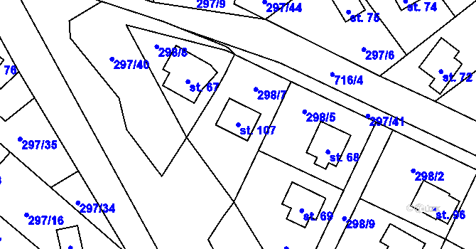 Parcela st. 107 v KÚ Sebečice, Katastrální mapa