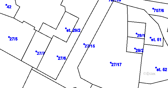 Parcela st. 27/15 v KÚ Sebečice, Katastrální mapa