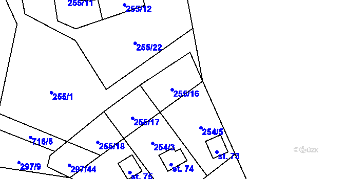 Parcela st. 255/16 v KÚ Sebečice, Katastrální mapa