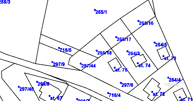 Parcela st. 255/18 v KÚ Sebečice, Katastrální mapa