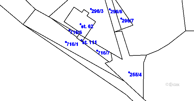 Parcela st. 716/7 v KÚ Sebečice, Katastrální mapa