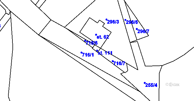 Parcela st. 111 v KÚ Sebečice, Katastrální mapa