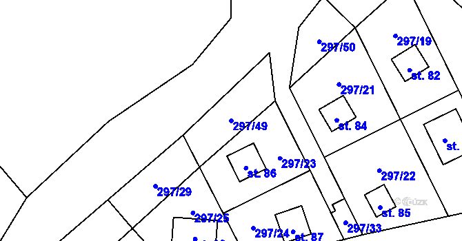Parcela st. 297/49 v KÚ Sebečice, Katastrální mapa