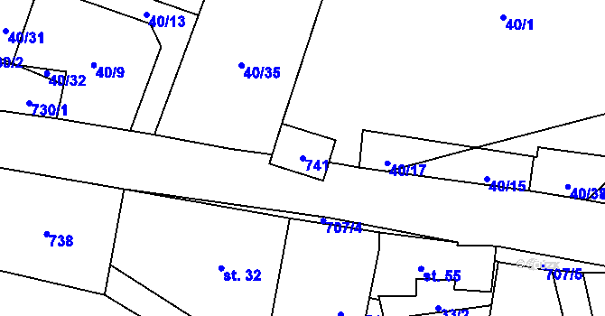 Parcela st. 741 v KÚ Sebečice, Katastrální mapa