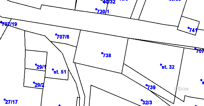 Parcela st. 738 v KÚ Sebečice, Katastrální mapa