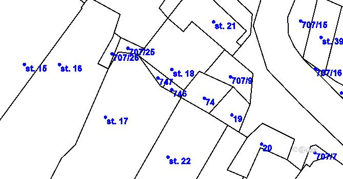 Parcela st. 746 v KÚ Sebečice, Katastrální mapa
