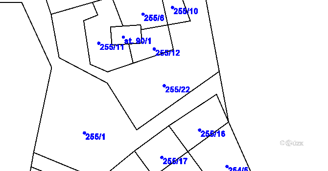 Parcela st. 255/22 v KÚ Sebečice, Katastrální mapa