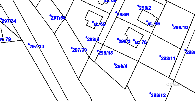 Parcela st. 298/13 v KÚ Sebečice, Katastrální mapa