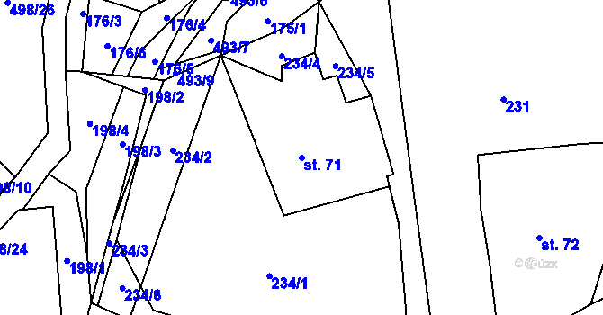 Parcela st. 71 v KÚ Pohora, Katastrální mapa