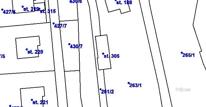 Parcela st. 305 v KÚ Pohora, Katastrální mapa
