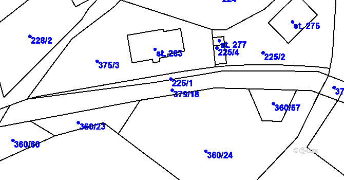 Parcela st. 379/18 v KÚ Sebranice u Litomyšle, Katastrální mapa