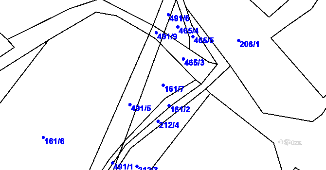Parcela st. 161/7 v KÚ Sebranice u Litomyšle, Katastrální mapa