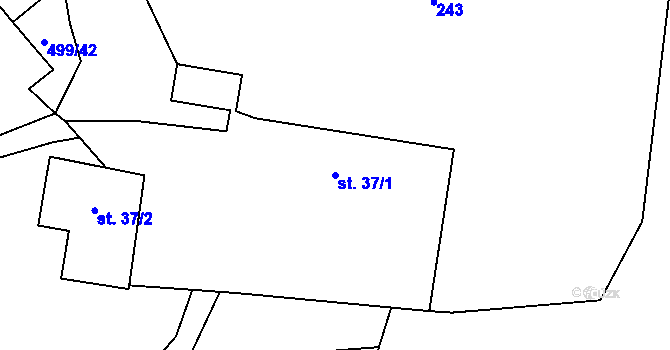 Parcela st. 37/1 v KÚ Sebranice u Litomyšle, Katastrální mapa