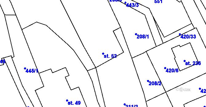Parcela st. 52 v KÚ Sebranice u Litomyšle, Katastrální mapa