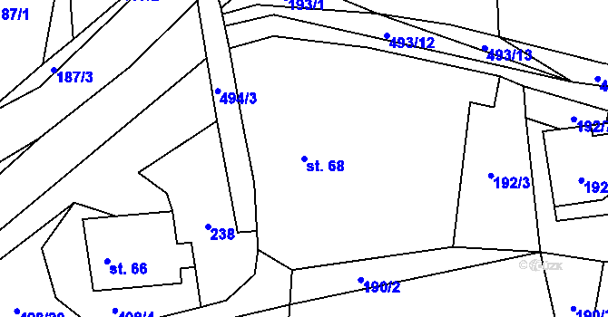 Parcela st. 68 v KÚ Sebranice u Litomyšle, Katastrální mapa