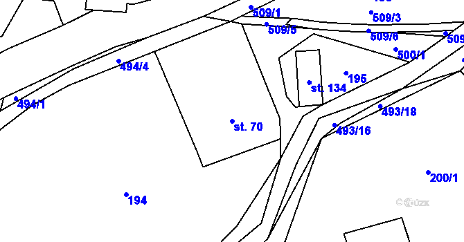 Parcela st. 70 v KÚ Sebranice u Litomyšle, Katastrální mapa