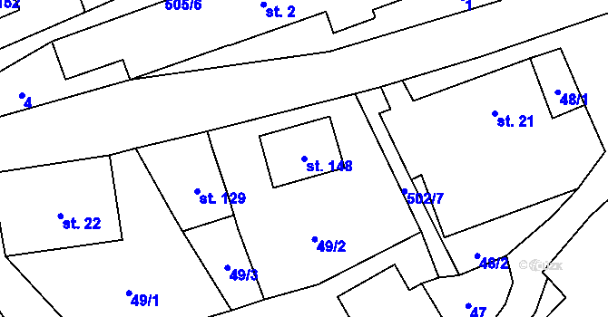 Parcela st. 148 v KÚ Sebranice u Litomyšle, Katastrální mapa