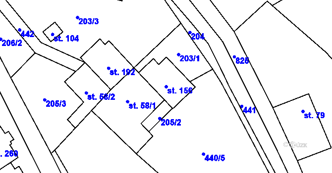 Parcela st. 156 v KÚ Sebranice u Litomyšle, Katastrální mapa