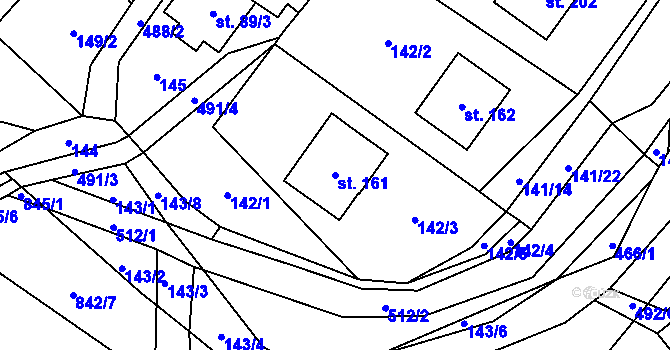 Parcela st. 161 v KÚ Sebranice u Litomyšle, Katastrální mapa