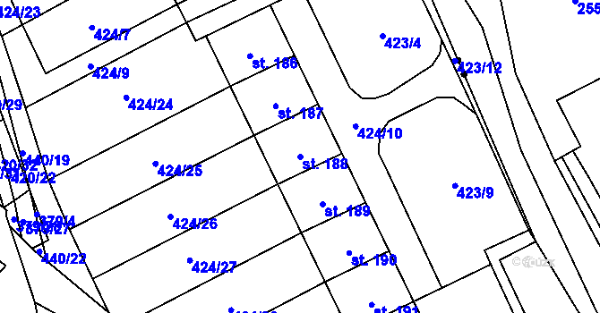 Parcela st. 188 v KÚ Sebranice u Litomyšle, Katastrální mapa