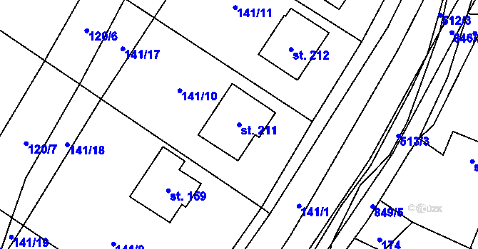 Parcela st. 211 v KÚ Sebranice u Litomyšle, Katastrální mapa