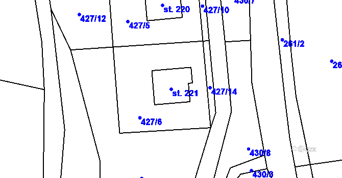 Parcela st. 221 v KÚ Sebranice u Litomyšle, Katastrální mapa