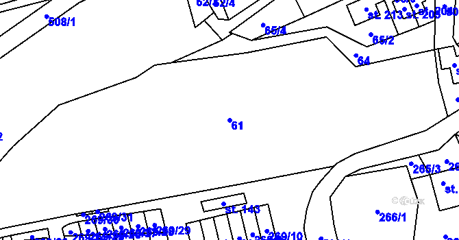 Parcela st. 61 v KÚ Sebranice u Litomyšle, Katastrální mapa