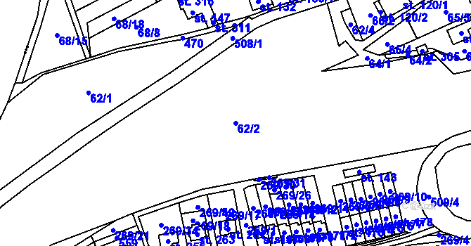 Parcela st. 62/2 v KÚ Sebranice u Litomyšle, Katastrální mapa