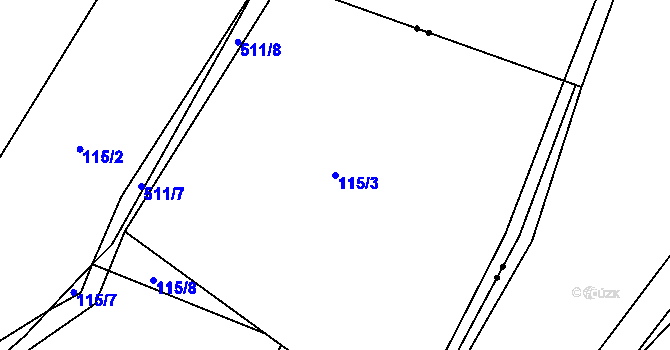 Parcela st. 115/3 v KÚ Sebranice u Litomyšle, Katastrální mapa