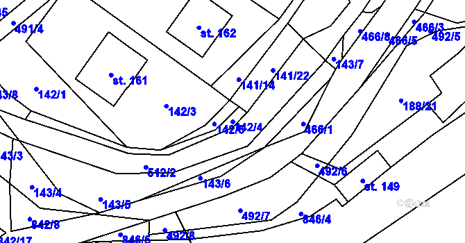 Parcela st. 142/4 v KÚ Sebranice u Litomyšle, Katastrální mapa