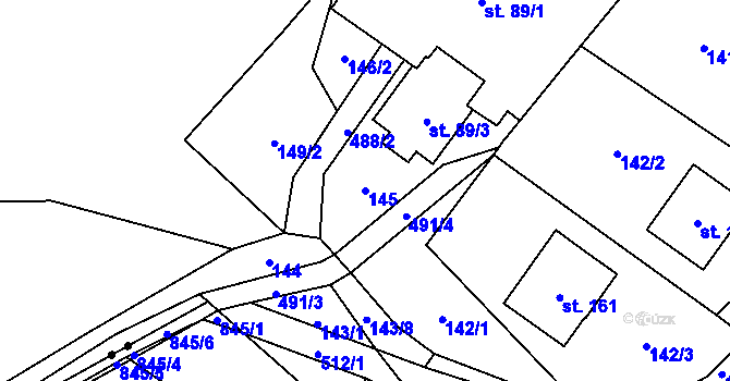 Parcela st. 145 v KÚ Sebranice u Litomyšle, Katastrální mapa