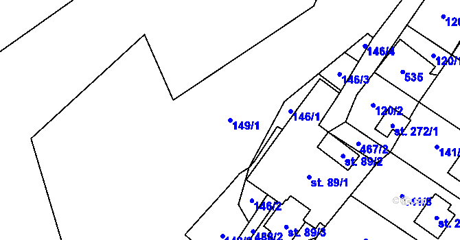 Parcela st. 149/1 v KÚ Sebranice u Litomyšle, Katastrální mapa