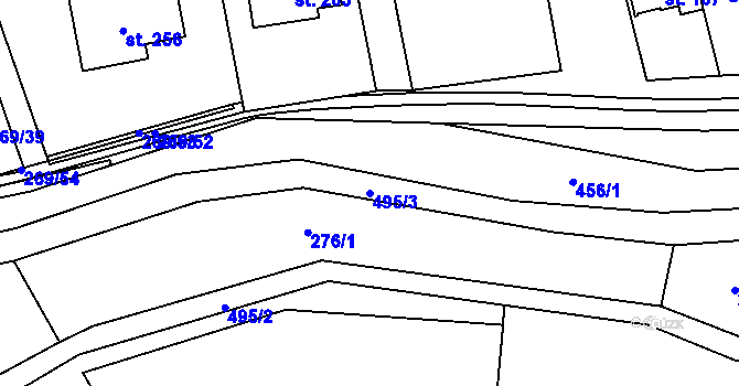 Parcela st. 495/3 v KÚ Sebranice u Litomyšle, Katastrální mapa