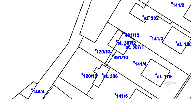 Parcela st. 120/13 v KÚ Sebranice u Litomyšle, Katastrální mapa