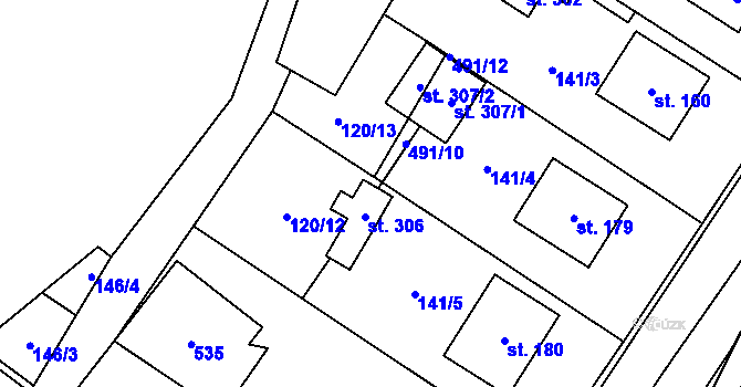 Parcela st. 491/11 v KÚ Sebranice u Litomyšle, Katastrální mapa