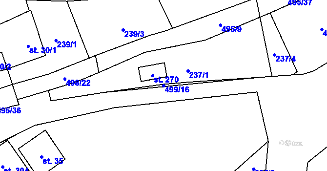 Parcela st. 499/16 v KÚ Sebranice u Litomyšle, Katastrální mapa