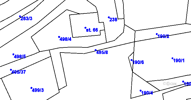 Parcela st. 495/8 v KÚ Sebranice u Litomyšle, Katastrální mapa