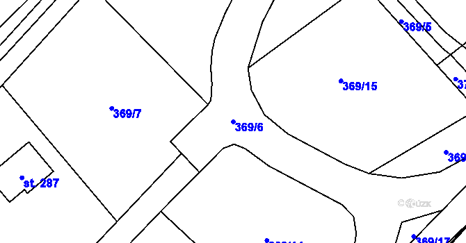 Parcela st. 369/6 v KÚ Sebranice u Litomyšle, Katastrální mapa