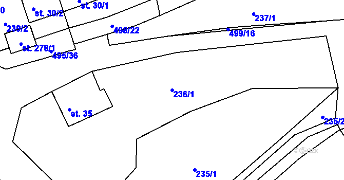 Parcela st. 236/1 v KÚ Sebranice u Litomyšle, Katastrální mapa