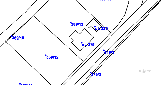 Parcela st. 279 v KÚ Sebranice u Litomyšle, Katastrální mapa
