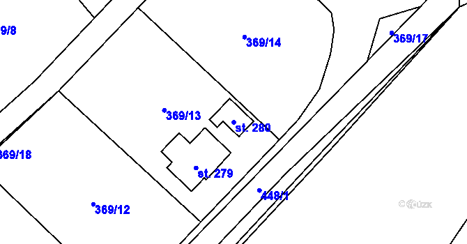 Parcela st. 280 v KÚ Sebranice u Litomyšle, Katastrální mapa