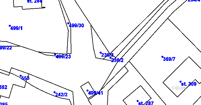 Parcela st. 236/3 v KÚ Sebranice u Litomyšle, Katastrální mapa