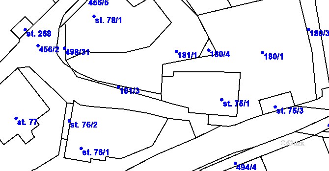 Parcela st. 75/2 v KÚ Sebranice u Litomyšle, Katastrální mapa