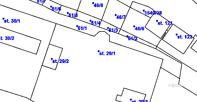 Parcela st. 29/1 v KÚ Sebranice u Boskovic, Katastrální mapa