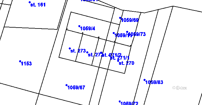 Parcela st. 271/2 v KÚ Sebranice u Boskovic, Katastrální mapa